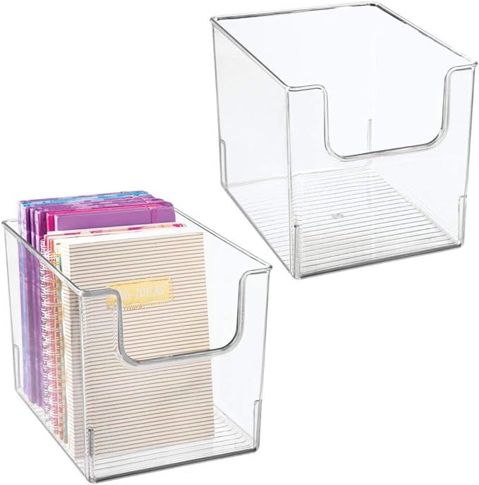 mDesign Plastic Open Front Home Office Storage Bin Container, Desk Organizer Tote - for Storing G... | Amazon (US)
