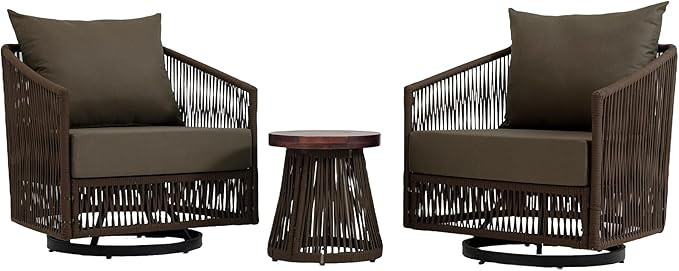 UIXE 6 Pieces Patio Swivel Chairs Outdoor Bistro Set, PE Wicker Rope Outdoor Furniture Patio Sofa... | Amazon (US)