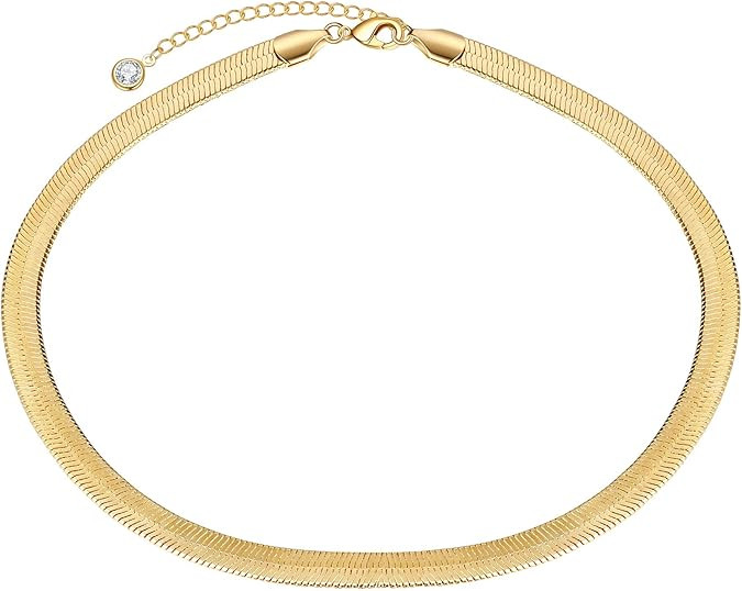 MONOOC Choker Necklaces for Women, Dainty 14K Gold Plated Layered Medallion Choker Necklace, Simp... | Amazon (US)