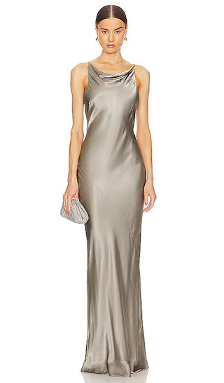 La Lune High Neck Cowl Maxi Dress in Sage | Revolve Clothing (Global)