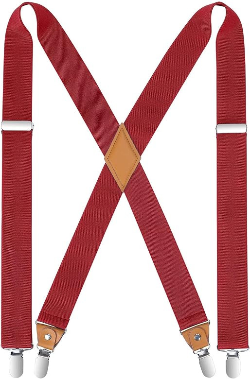 HISDERN Suspenders for Men X-Back 1.4" Adjustable Elastic Suspender Braces Strong 4 Clips for Wor... | Amazon (US)