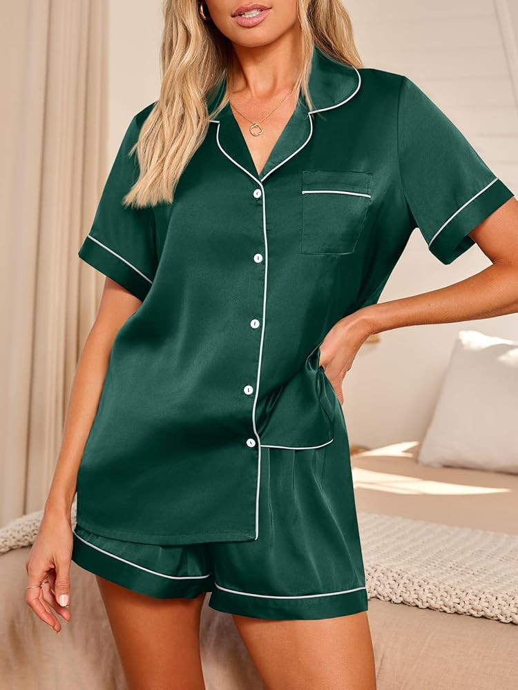 LILLUSORY Silk Satin Pajama Set for Women 2 Piece Lounge Pjs Winter Matching Summer Sleepwear But... | Amazon (US)