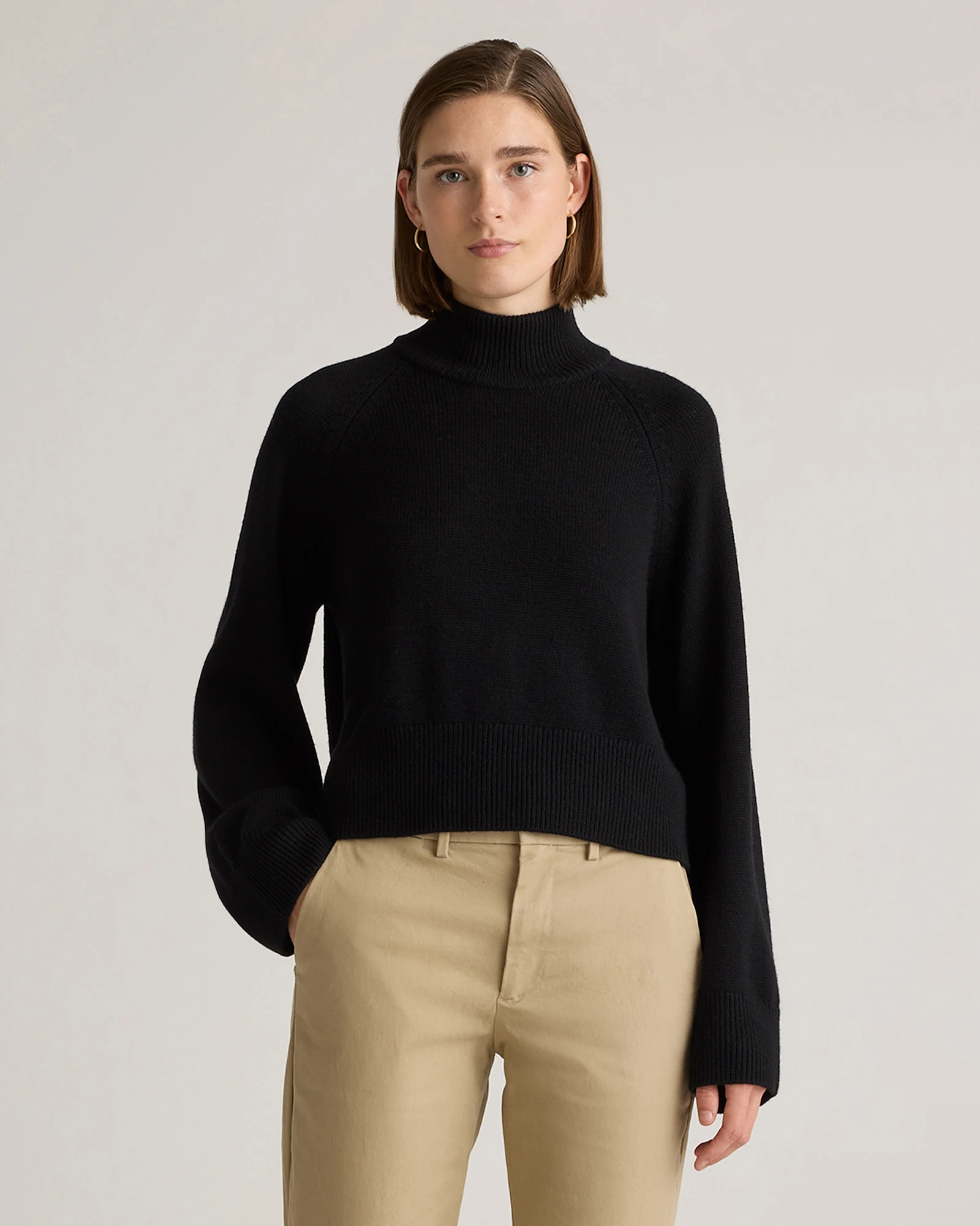 Australian Merino Wool Cropped Mock Neck Sweater | Quince