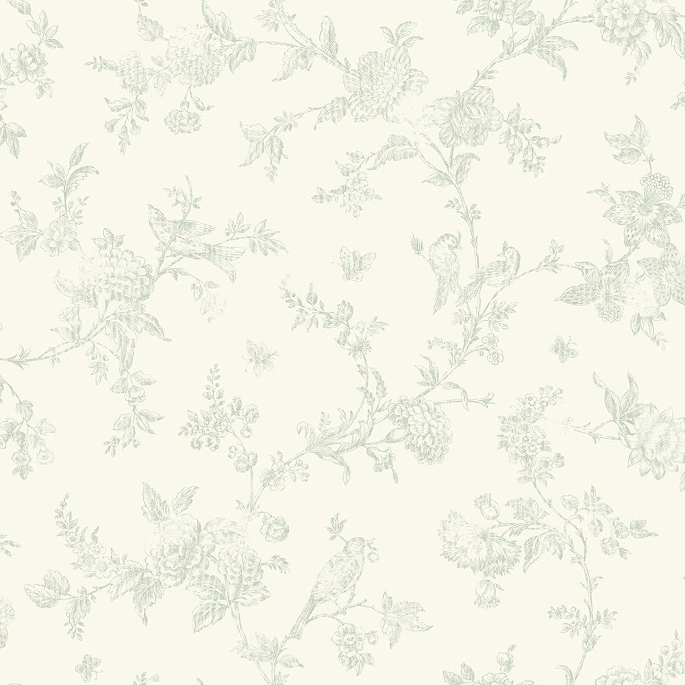 French Nightingale Sage Floral Scroll Wallpaper 56.4 sq. ft. | The Home Depot