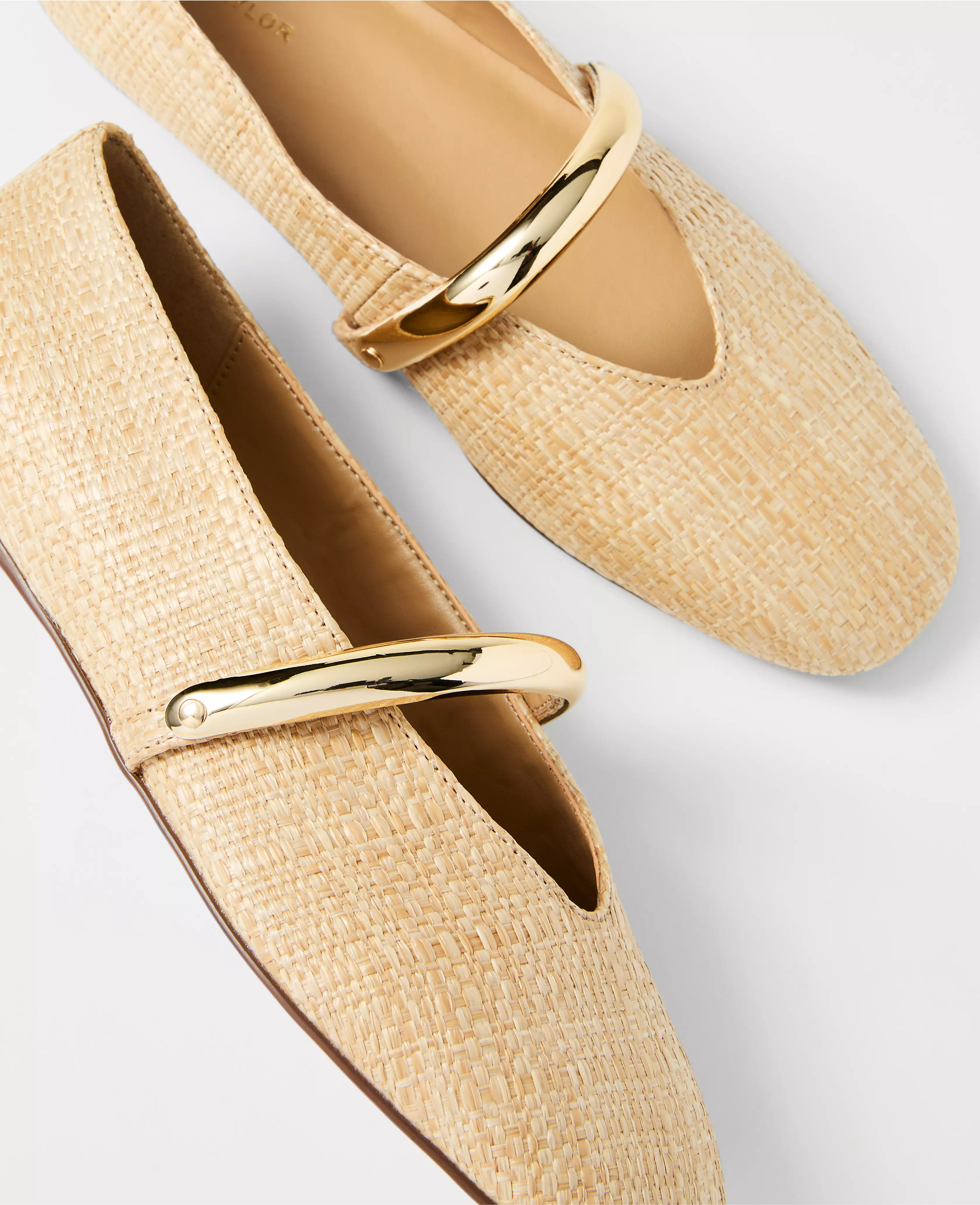 Straw Hardware Embellished Mary Jane Flat | Ann Taylor