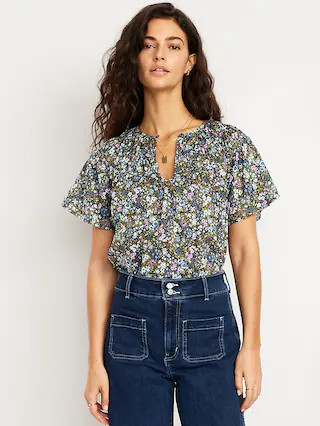 Shirred Flutter-Sleeve Top | Old Navy | Old Navy (US)