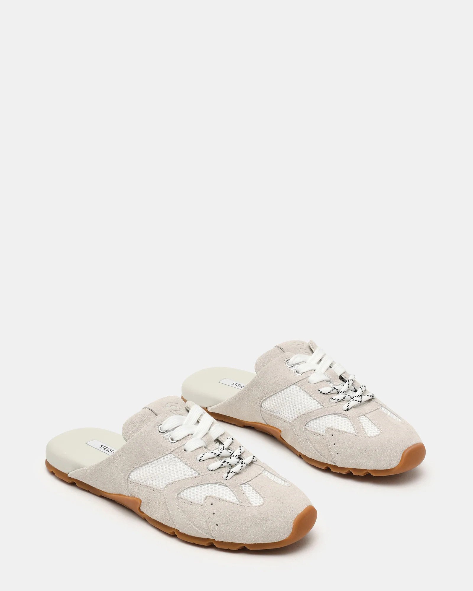 AZIEL MULE White Suede Low-Top Lace-Up Slip-On Women's Sneaker | Steve Madden (US)