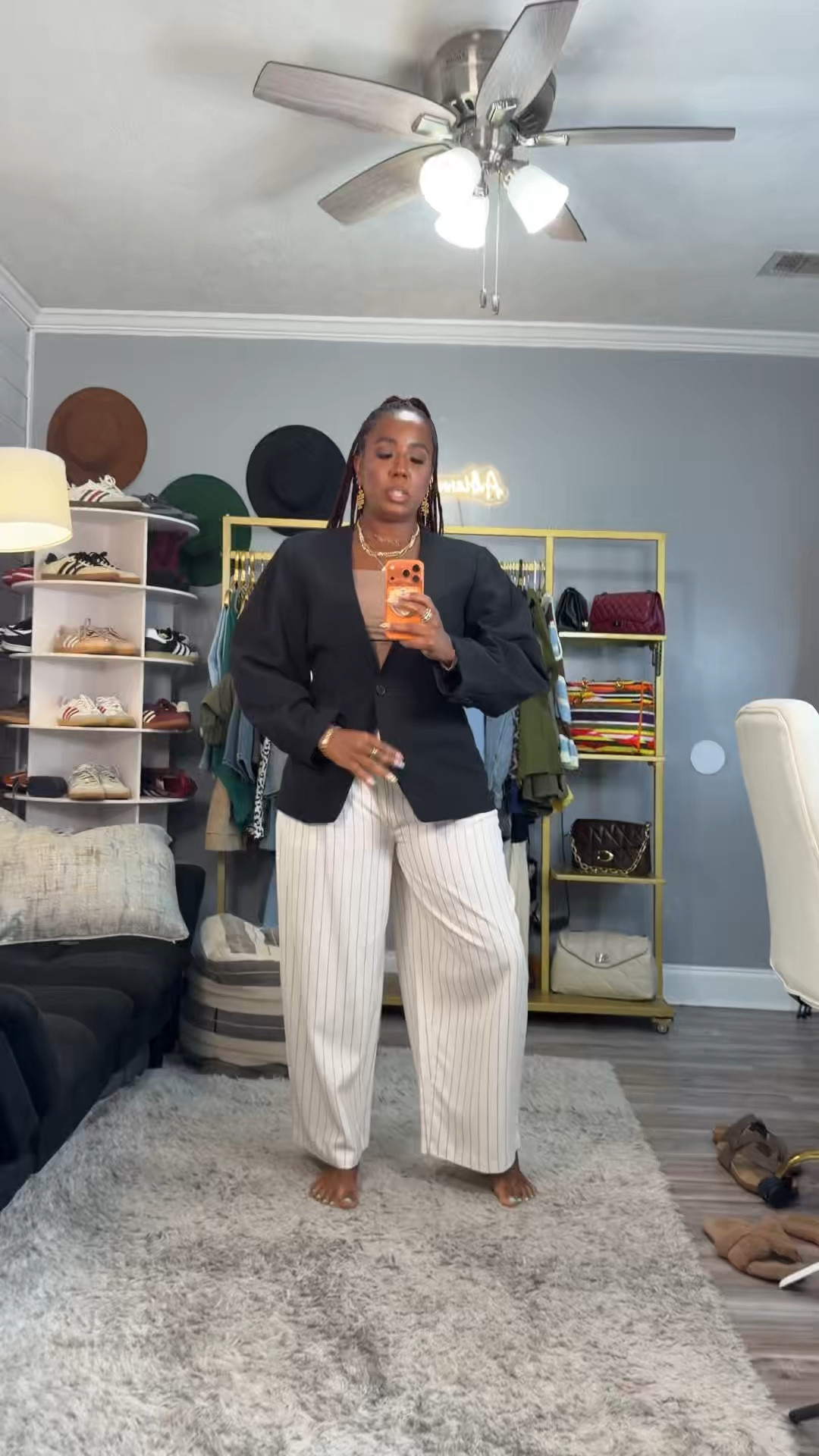 Business casual but make it affordable 👏🏾 these Walmart work looks are IT!

From meetings to running errands after work, these outfits are giving polished, effortless, and comfy all at the same time. The barrel pants are such a vibe — flattering, easy to style, and under $40 (yes really 👀).

✨ Look 1: Classic neutral with striped barrel pants — perfect for the office or casual Friday  
✨ Look 2: Same blazer, different vibe — comfy but still put together for everyday work life  
✨ Look 3: Elevated with olive barrel pants + accessories for meetings, lunch dates, or networking  

And let’s talk about these pants… under $40 and look way more expensive 🤌🏾

SIZING REFERENCE/stats- 5’5”, 165 lbs, size 10  

#walmartfashion #walmartfinds #workoutfits #businesscasualstyle #affordablefashion #lookforless #officeoutfit #workwearstyle #budgetfashion #walmartstyle #everydaystyle #fallworkwear #barrelpants #fashionover

#LTKOver40 #LTKMidsize