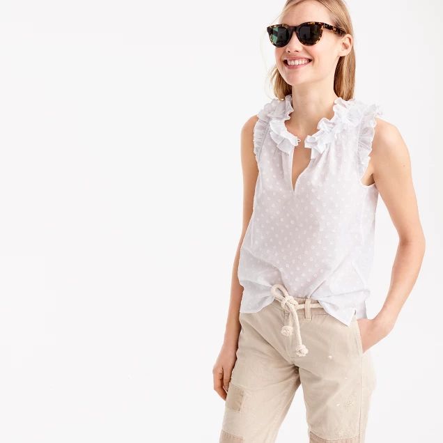 Petite ruffle top in clip dot | J.Crew US