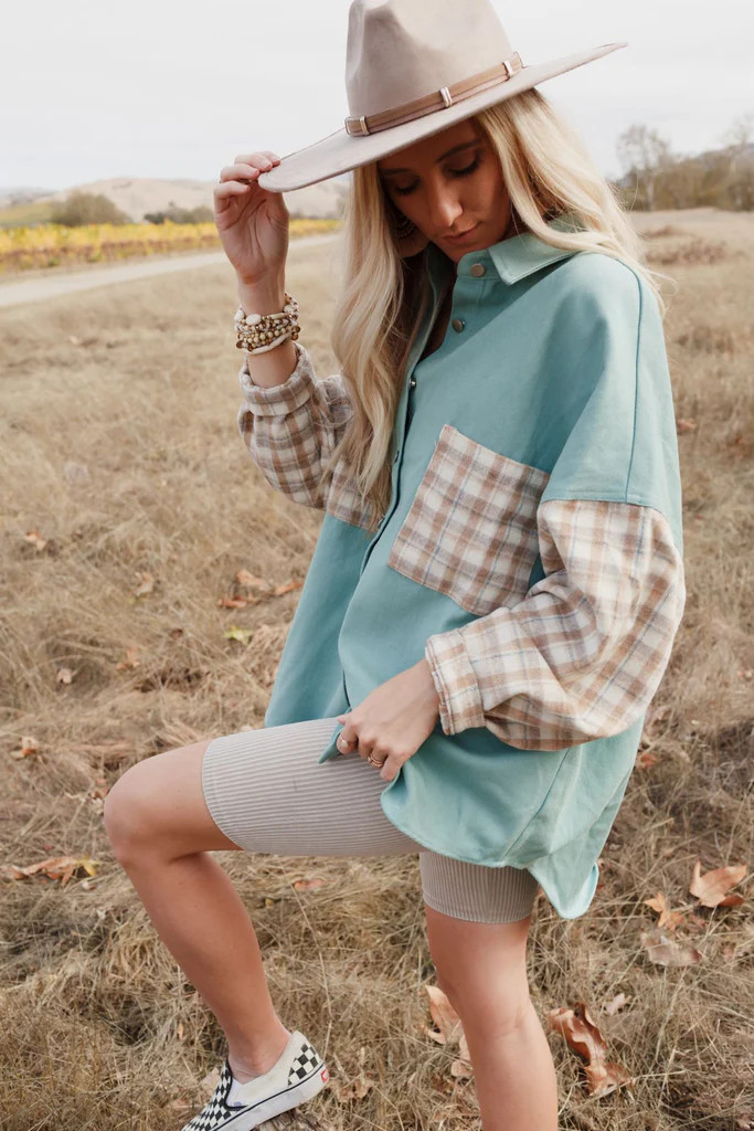 Karter Button Down Shacket - Mint | Three Bird Nest