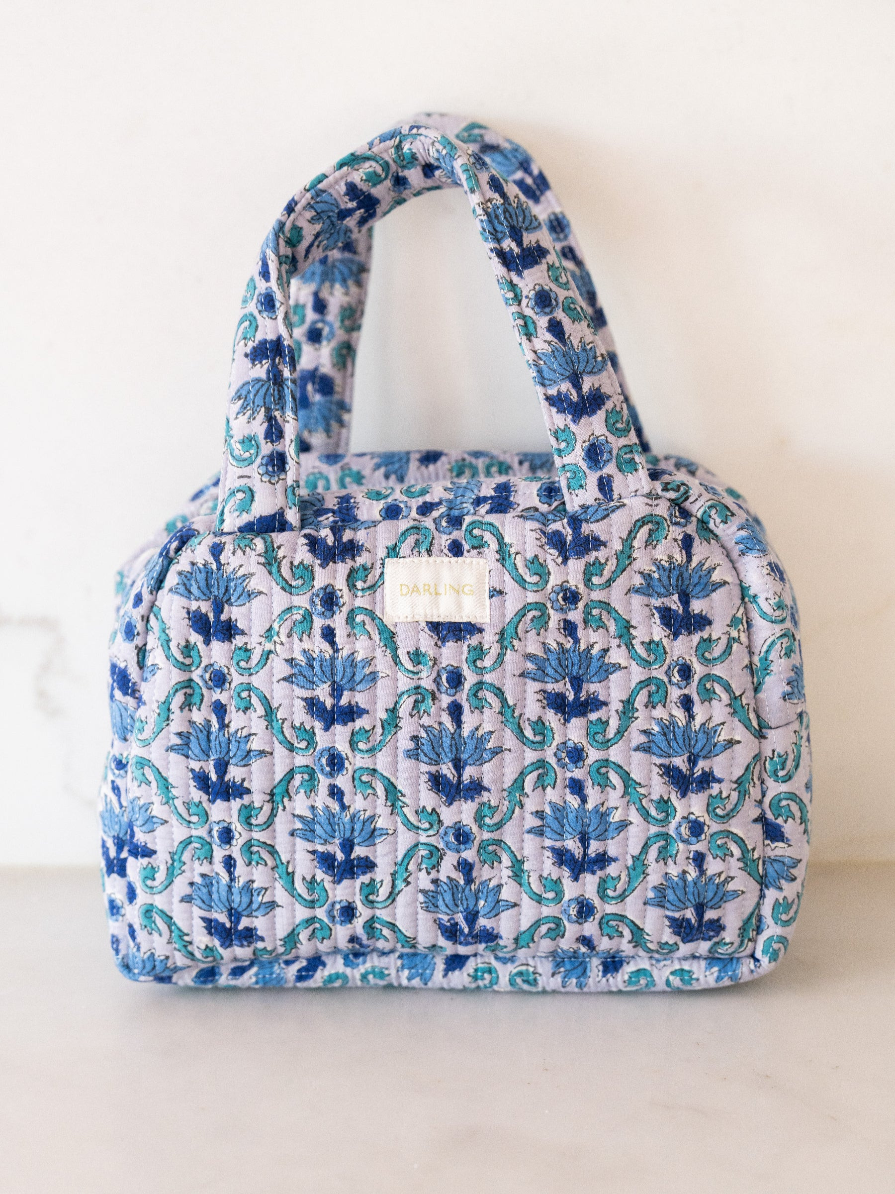 Quilted Cosmetic Tote - Periwinkle Fields | Darling Loungewear