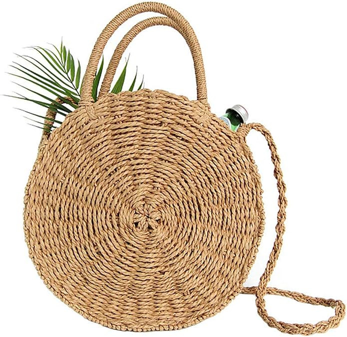 Straw Crossbody Bag Women Weave Shoulder Bag Round Summer Beach Purse and Handbags | Amazon (US)