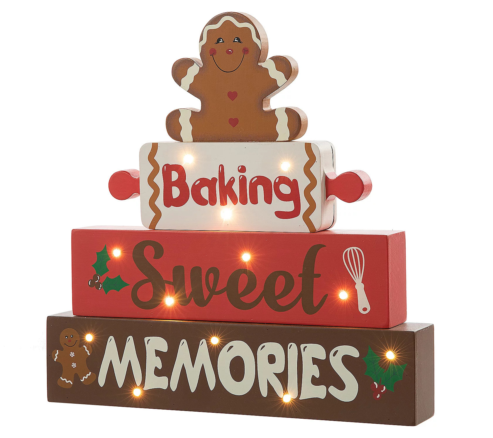 Glitzhome 12""H Lighted Christmas Gingerbread Ma n Table Decor | QVC