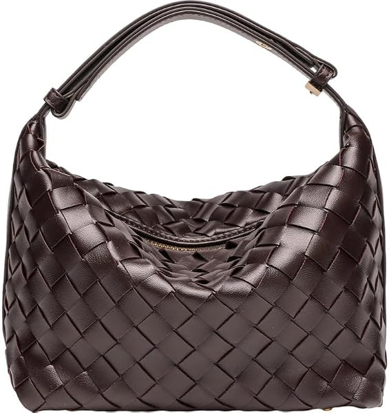 Women Suede Hobo Shoulder Woven Bag Adjustable Strap Zipper Handbag Purse | Amazon (US)