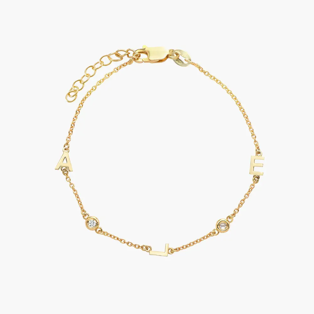 Inez Initial Bracelet/Anklet with Diamonds - Gold Vermeil | Oak & Luna (US)