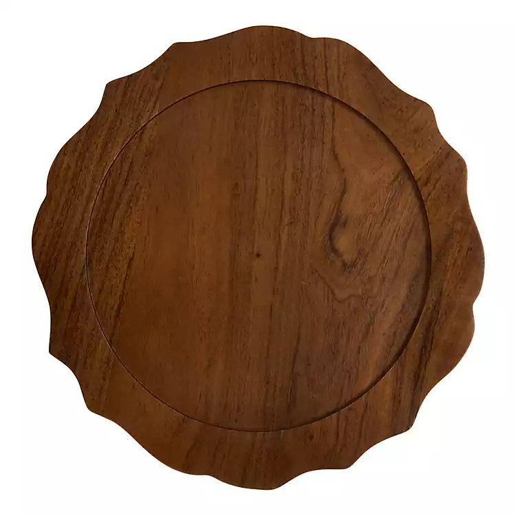 Brown Wooden Scalloped Charger | Kirklands