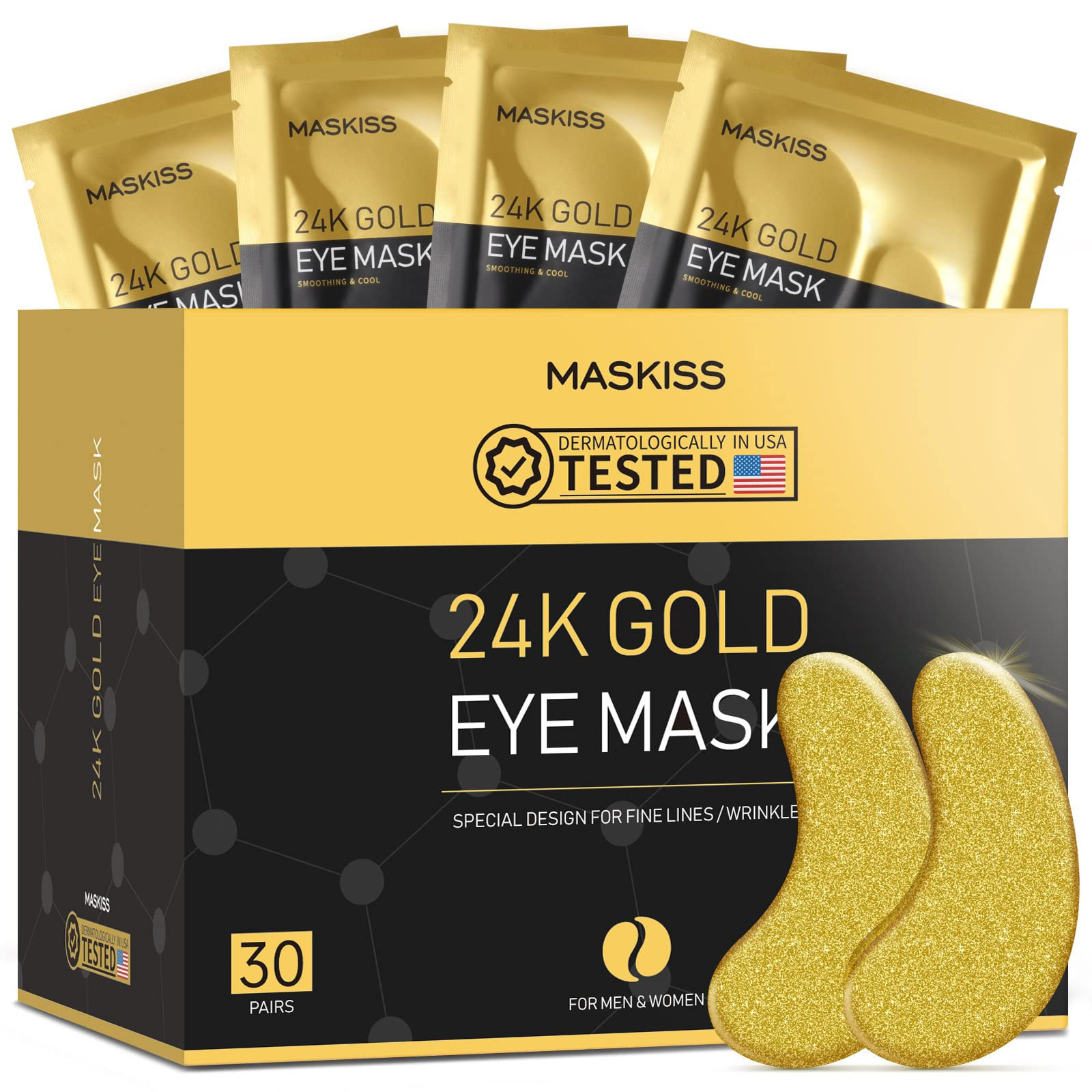 24k Gold Under Eye Patches (30 Pairs), Eye Mask, Collagen Skin Care Products, Eye Patches for Puf... | Amazon (US)