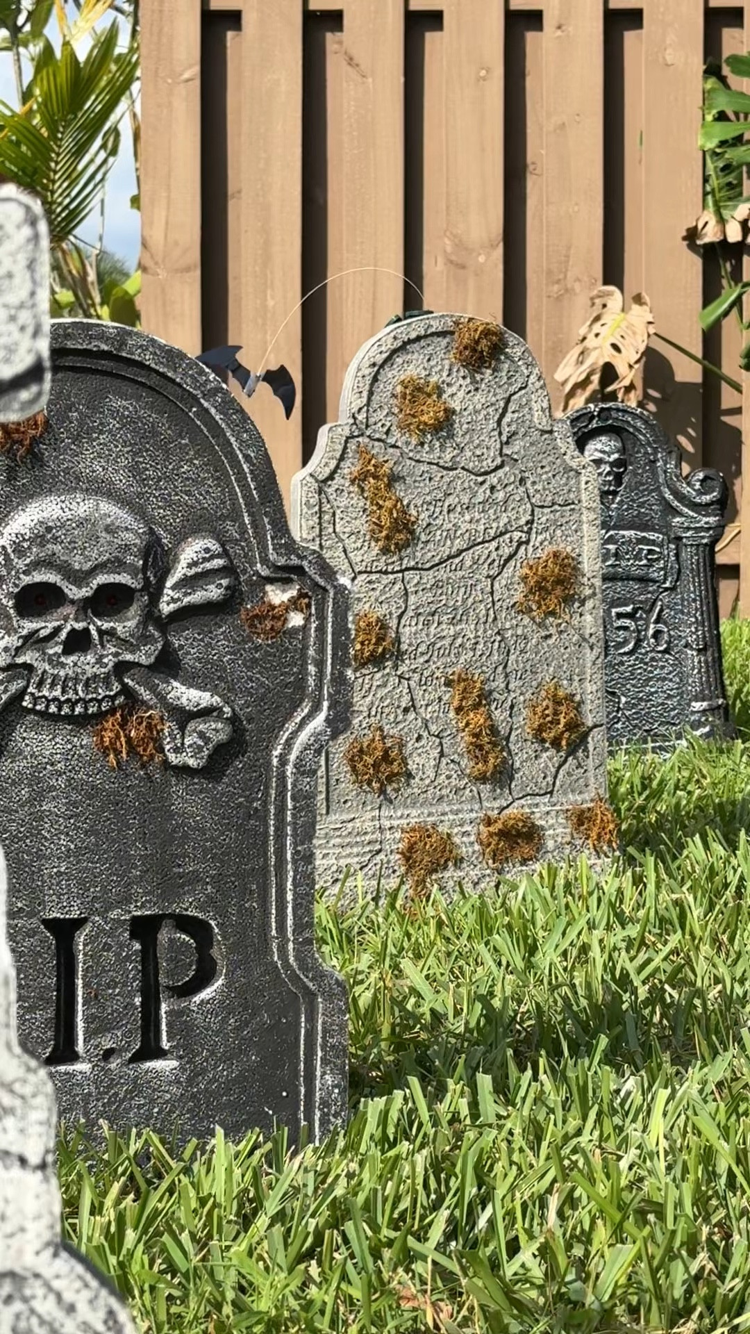 Halloween DIY graveyard with flying bats! 🦇 🪦 

#LTKHome #LTKSeasonal #LTKHalloween