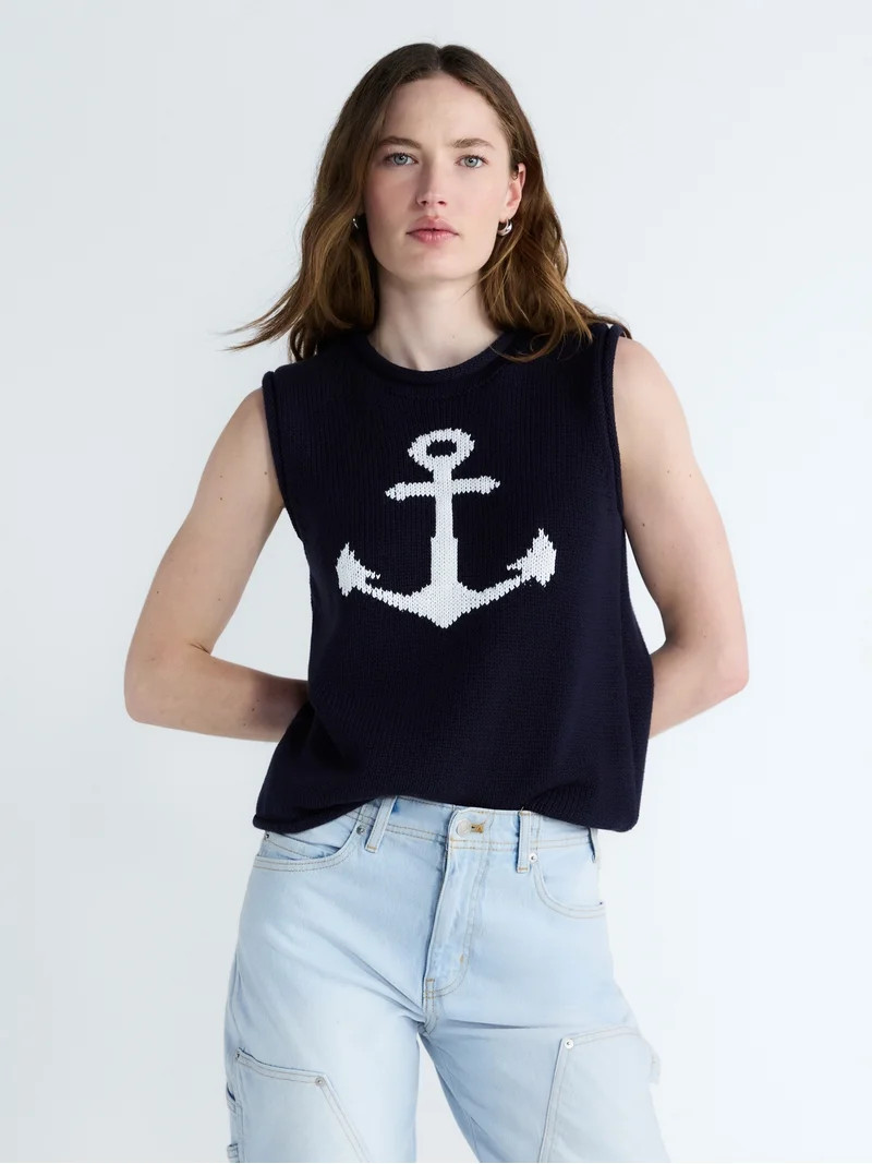 Free Assembly Women's and Women's Plus Roll Neck Sleeveless Cotton Sweater, Lightweight, Sizes XS... | Walmart (US)