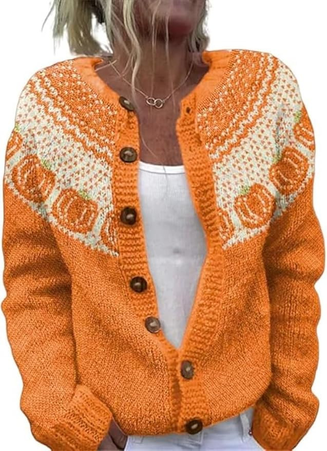 Women's Funny Fall Winter Animal Floral Christmas Tree Long Sleeve Button Knit Cardigan Sweater  ... | Amazon (US)