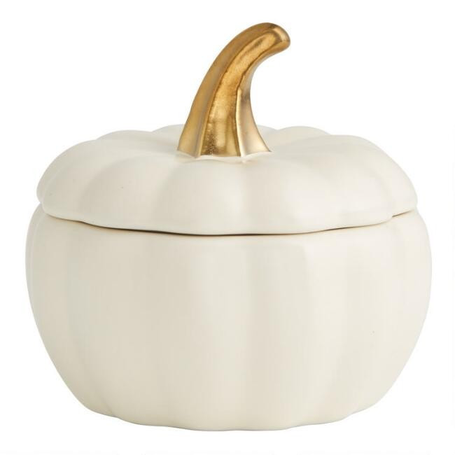 Round Ceramic Pumpkin Soup Crock | World Market
