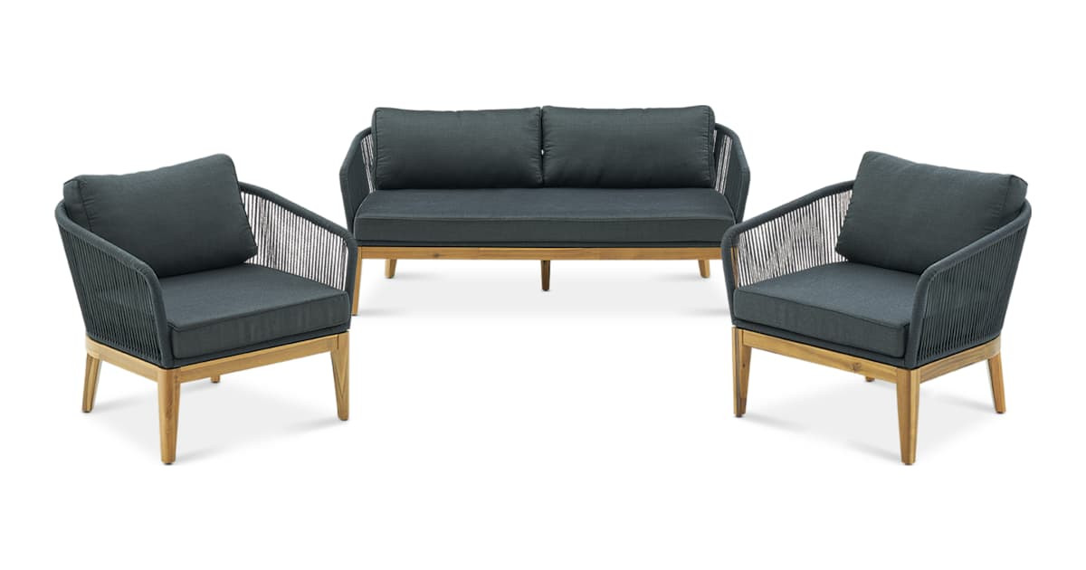 Maui Outdoor Loveseat & 2 Lounge Chairs Set | Castlery US | Castlery US