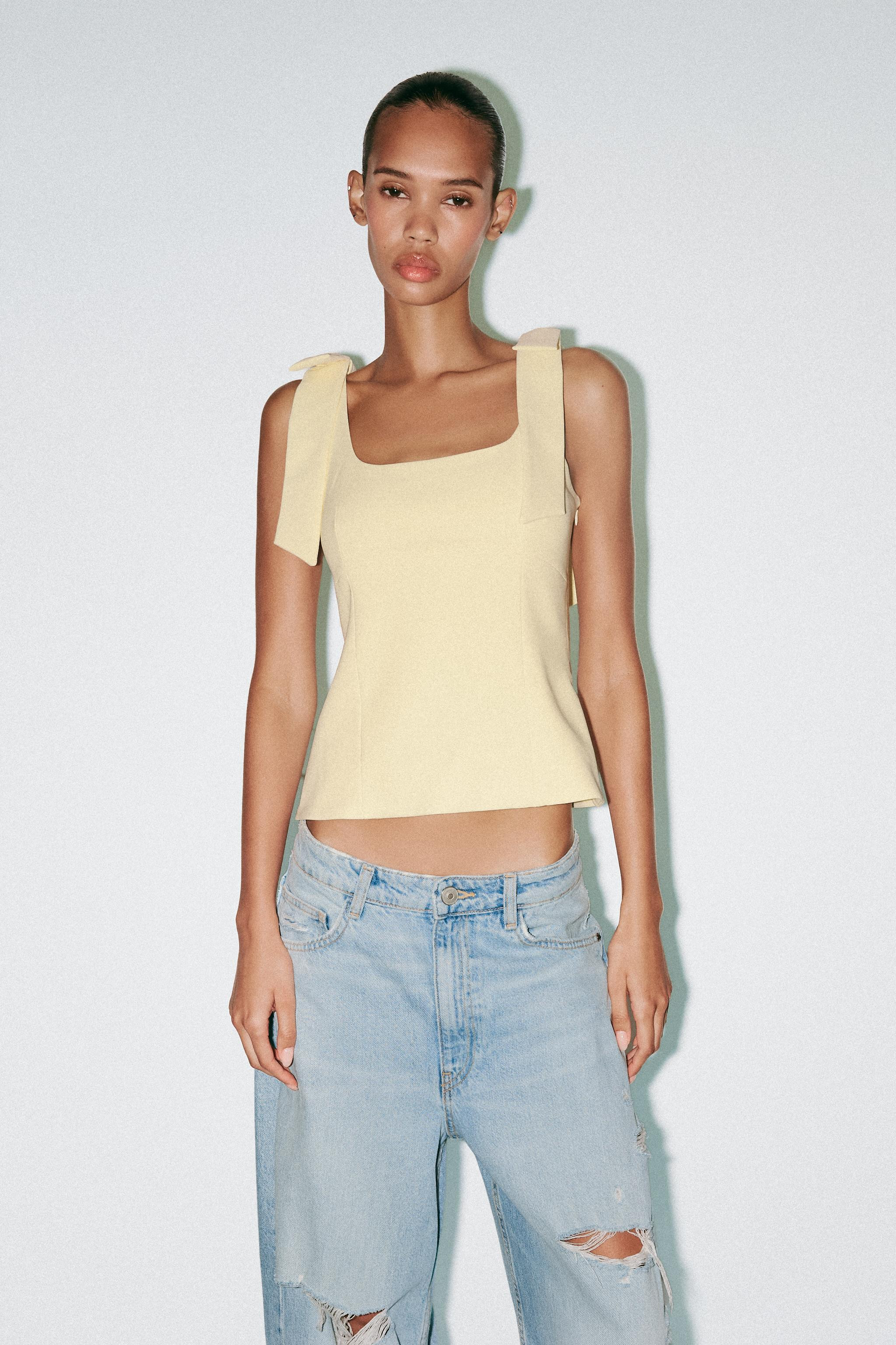 STRETCH TOP WITH BOWS | Zara UK