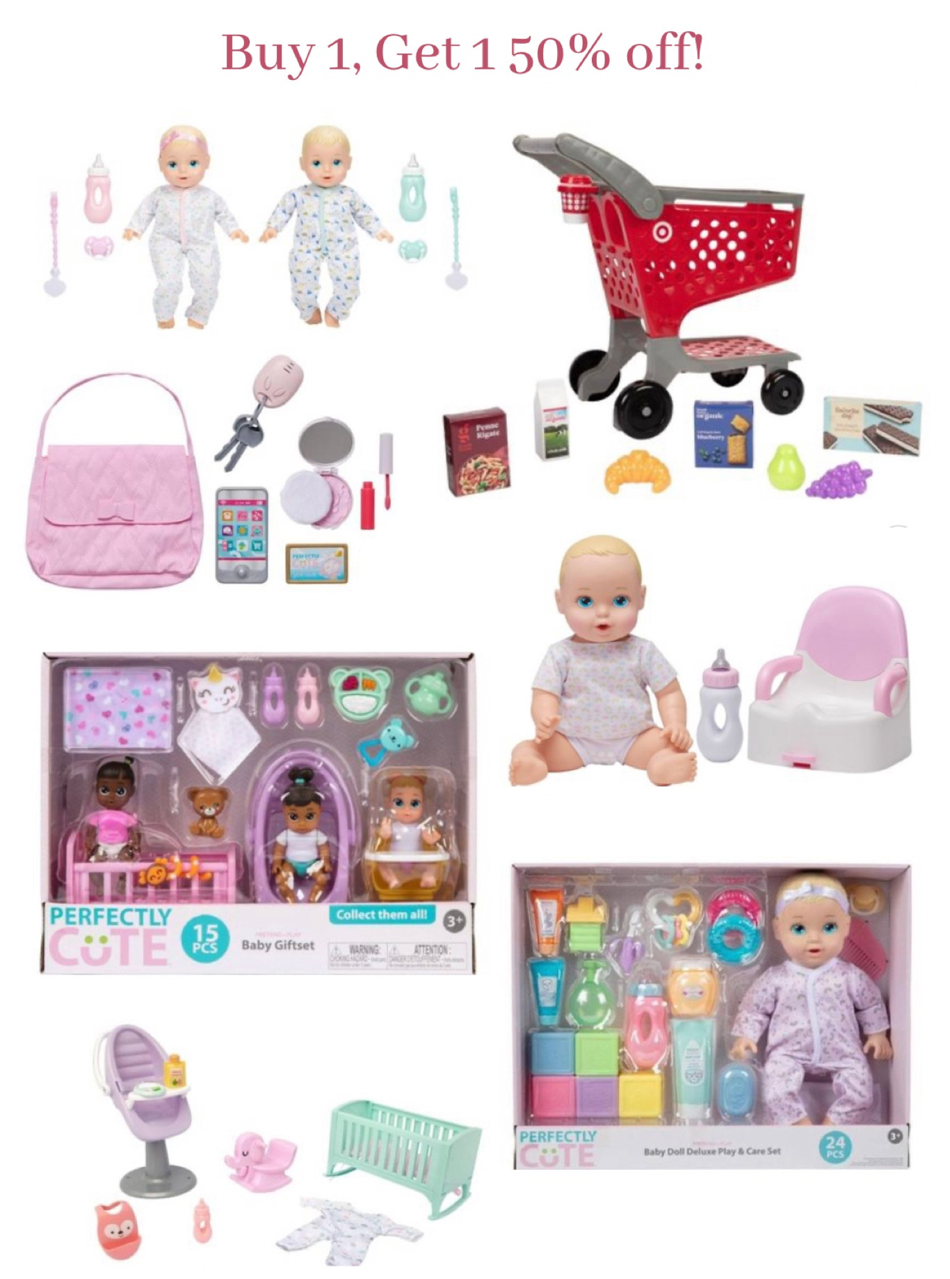 Buy 1, get 1 50% off!!! Limited time only! Target shopping cart. Shopping cart. Pretend play. Baby dolls. Babies. Kids toys. Toddler girls. Toddler girls toys. Pocketbook. Cell phone 

#LTKkids #LTKsalealert #LTKGiftGuide