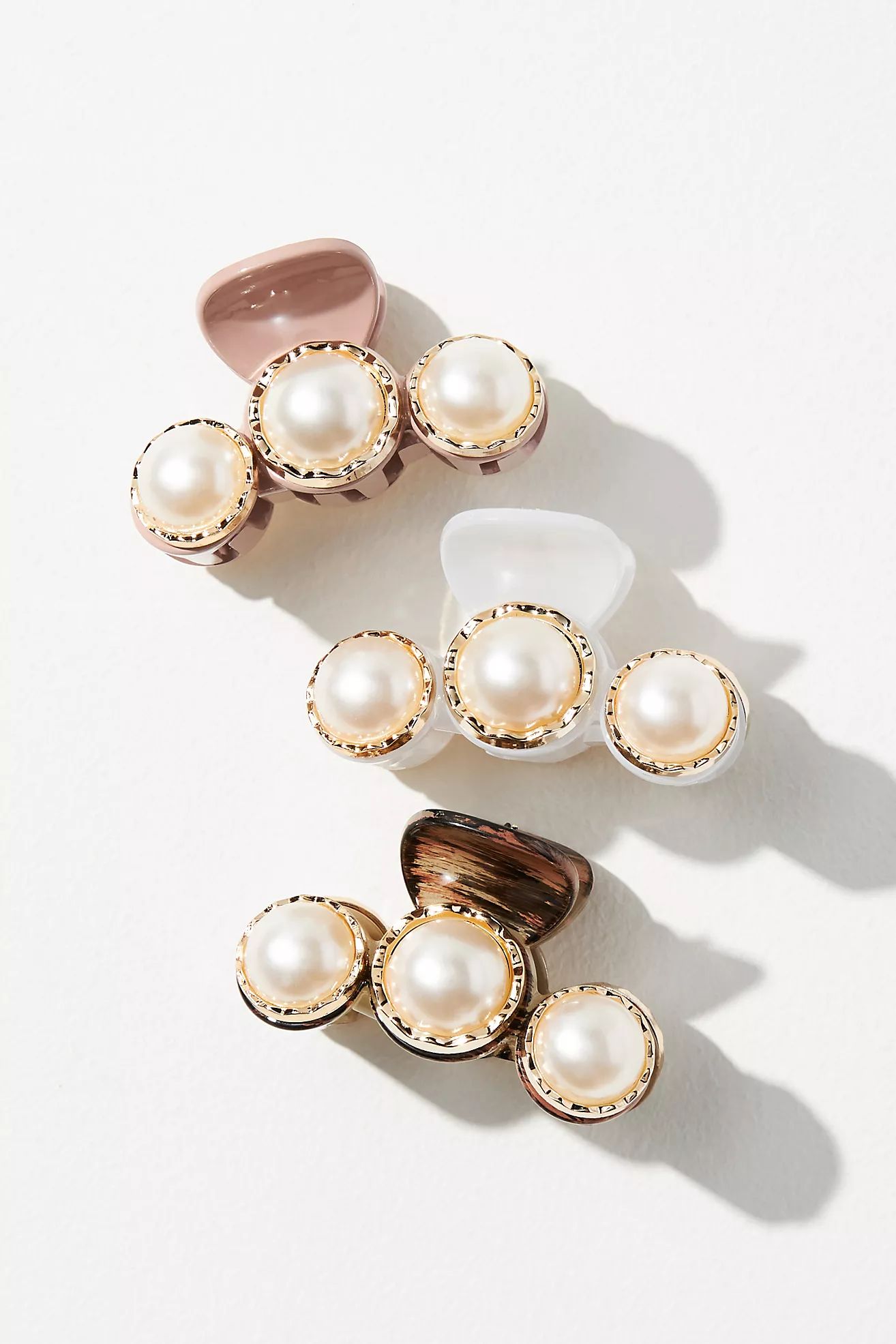 Small Pearl Hair Claw Clips, Set of 3 | Anthropologie (US)