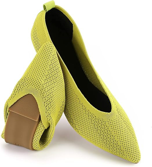 Slocyclub Flat Shoes for Women Classic Pointed Toe Slip On Ballet Shoes Knitted Texture Black Com... | Amazon (US)