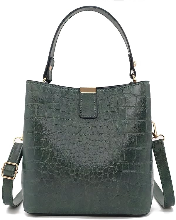 Small Square Crocodile Pattern Purses with Crossbody Strap Bucket Bags for Women with Top Handle | Amazon (US)