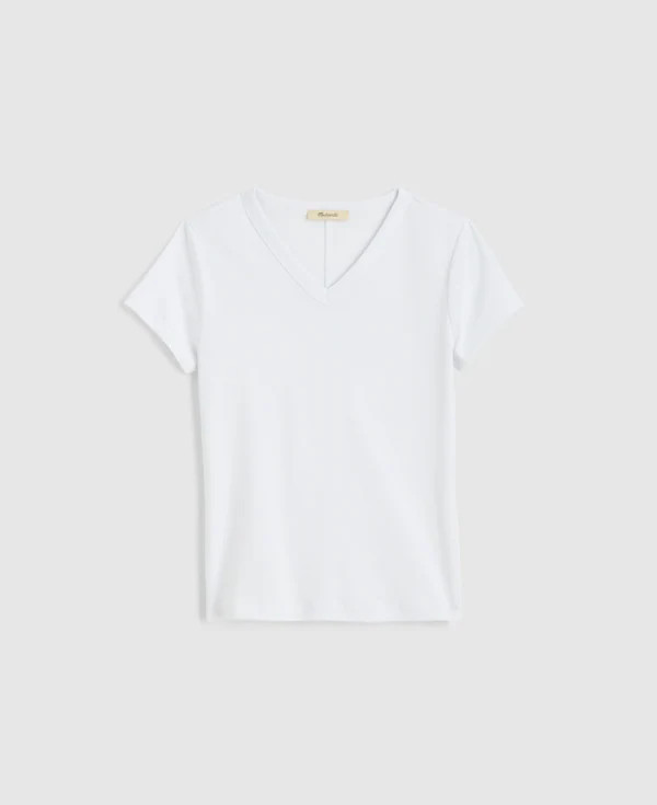The '90s V-Neck Baby Tee in Compact Cotton | Madewell
