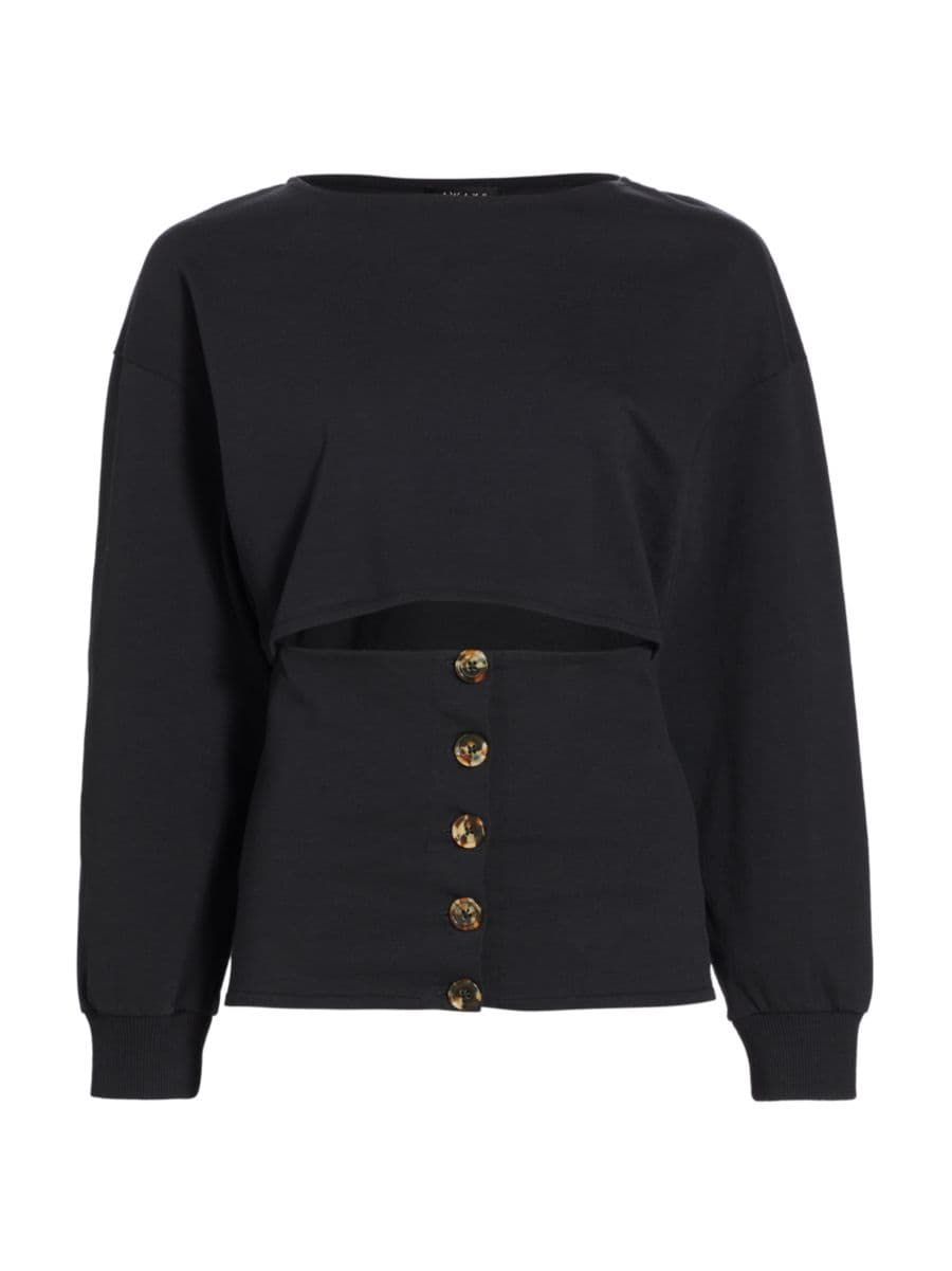Jersey Button Sweatshirt | Saks Fifth Avenue