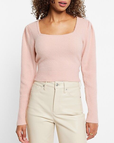 Square Neck Puff Sleeve Sweater | Express
