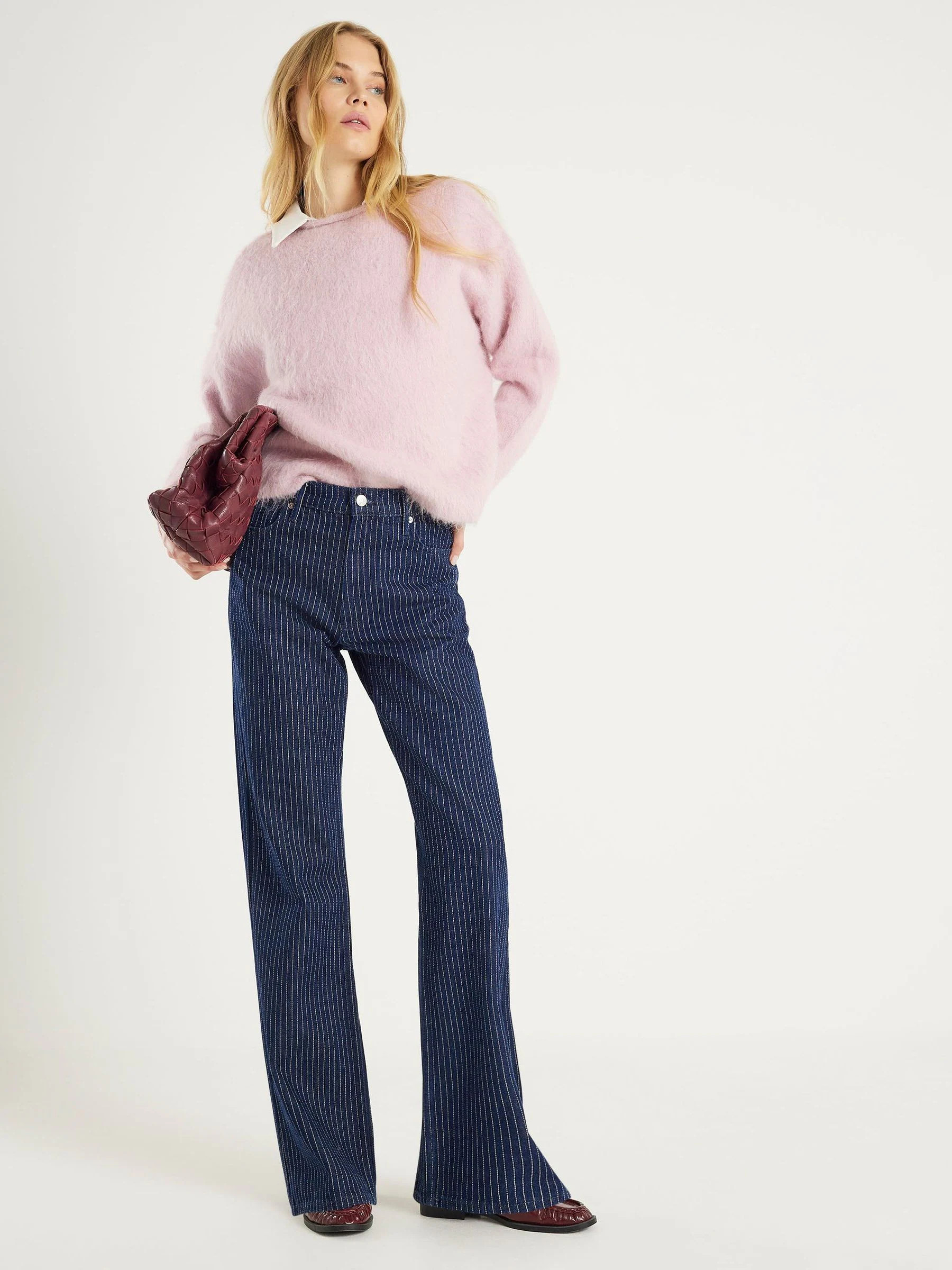 River Island River Island Blue Pinstripe Relaxed Straight Jeans | Next US