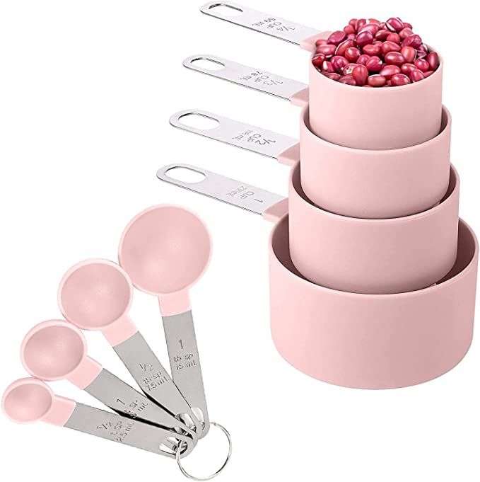 8 Pieces Measuring Cups and Spoons Set / Nesting Measuring Cups with Stainless Steel Handle / for... | Amazon (US)