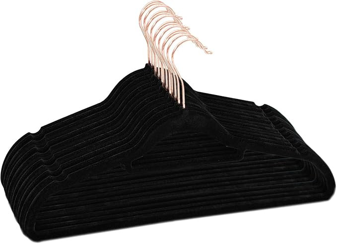 BBFISH Premium Velvet Suit Hangers 50 Pack Non Slip Clothes Hanger, 360 Degree Chrome Swivel Rose... | Amazon (US)
