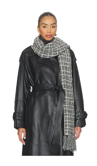 Varley Lindsey Check Knit Scarf in Charcoal. | Revolve Clothing (Global)