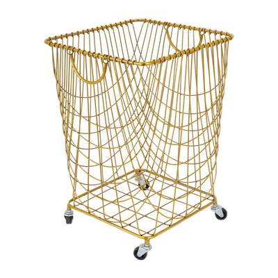 Grayson Lane 16.45-in W x 24.1-in H x 16.95-in D Gold Iron Basket | Lowe's