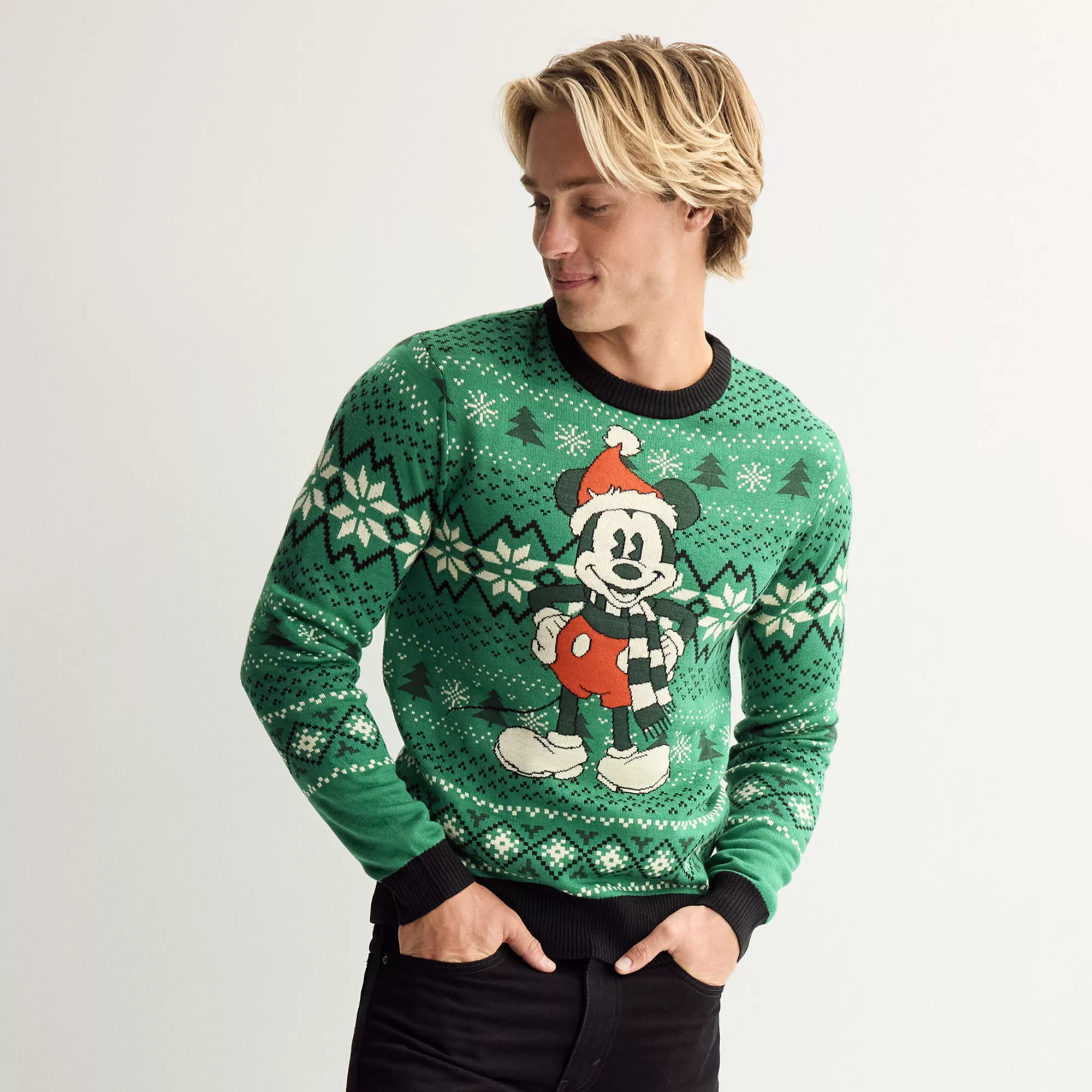 Men's Disney's Mickey Mouse Holiday Sweater, Size: XL, Green Black | Kohl's