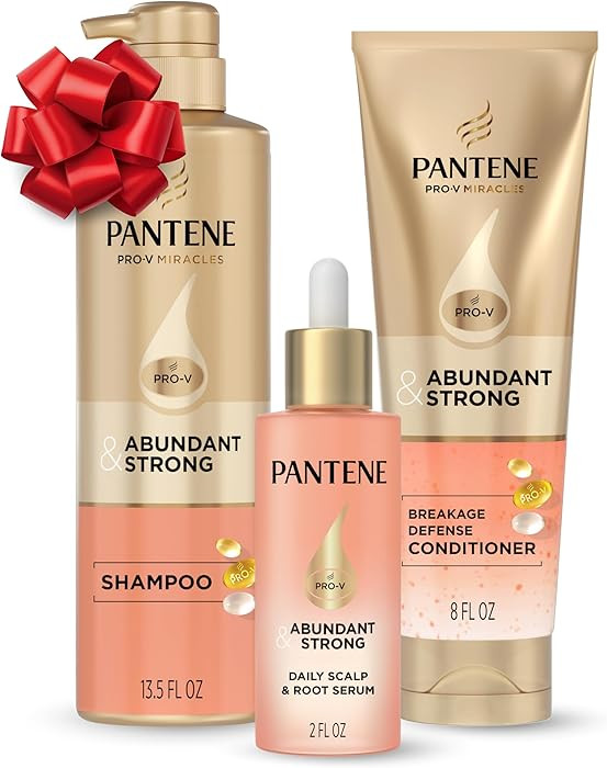 Pantene Abundant & Strong Régimen de 3 piezas con complejo B5 + niacinamida, champú (13.5 onzas... | Amazon (US)