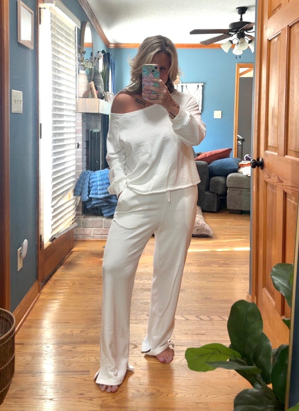 Love this set! Off the shoulder, cozy and comfy. Comes in more colors. And this winter white..is not see through!
Size: Medium

#LTKootd #LTKMidsize #LTKSaleAlert