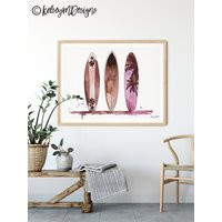 Surfboard Print, Beach Surf Wall Art, Watercolor Painting, Surfer Poster, Decor, Ocean Kids Room Decor | Etsy (US)