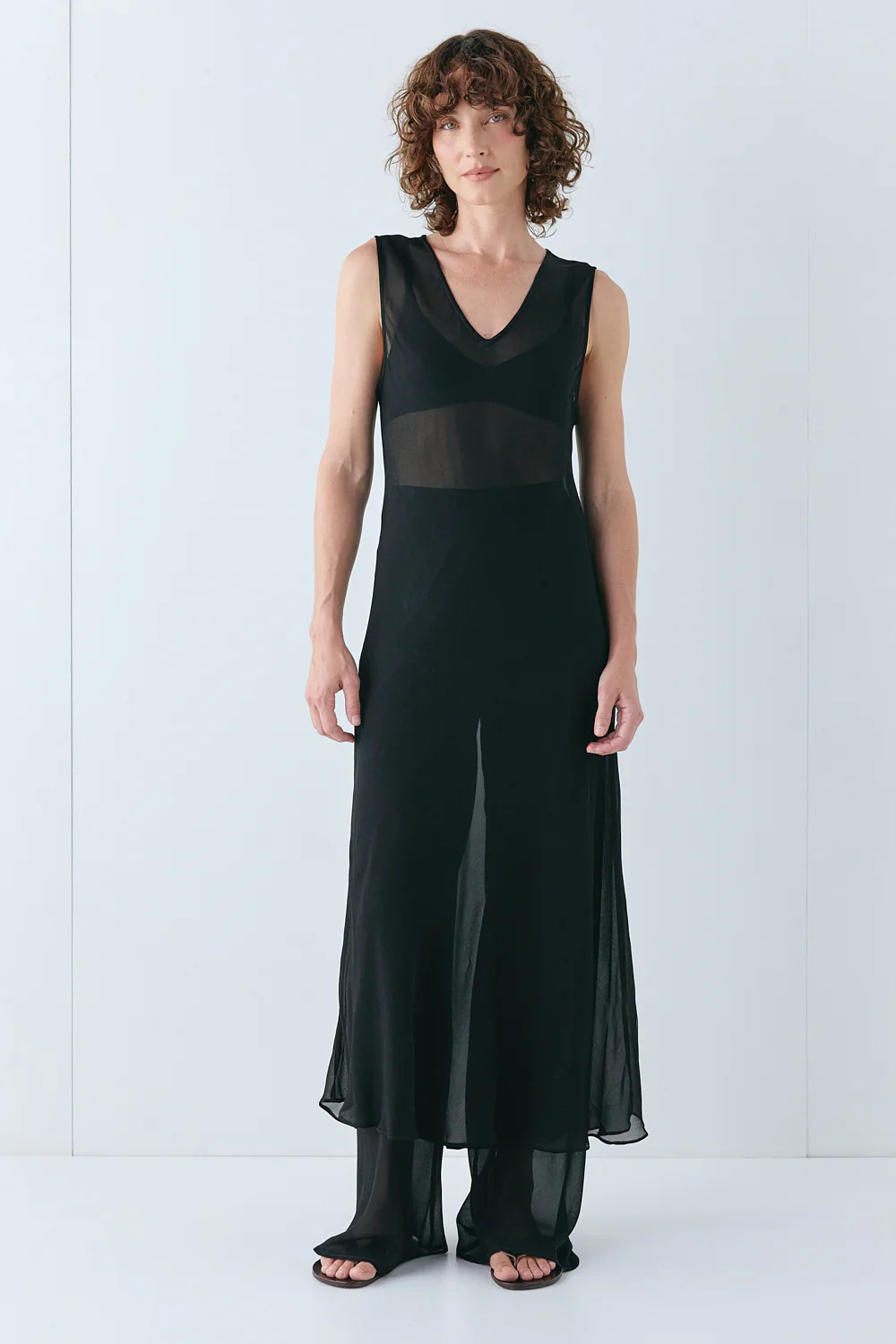 Winona Sheer Midi Dress Black | VRG Grl