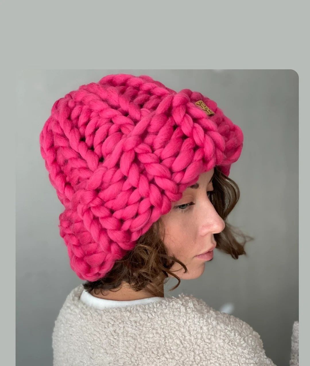 Womens Chunky Wool Hand Knit Beanie Hat - Etsy | Etsy (US)