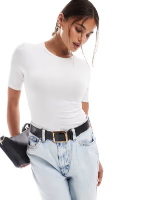 ASOS DESIGN skinny fit t-shirt bodysuit in white | ASOS (Global)