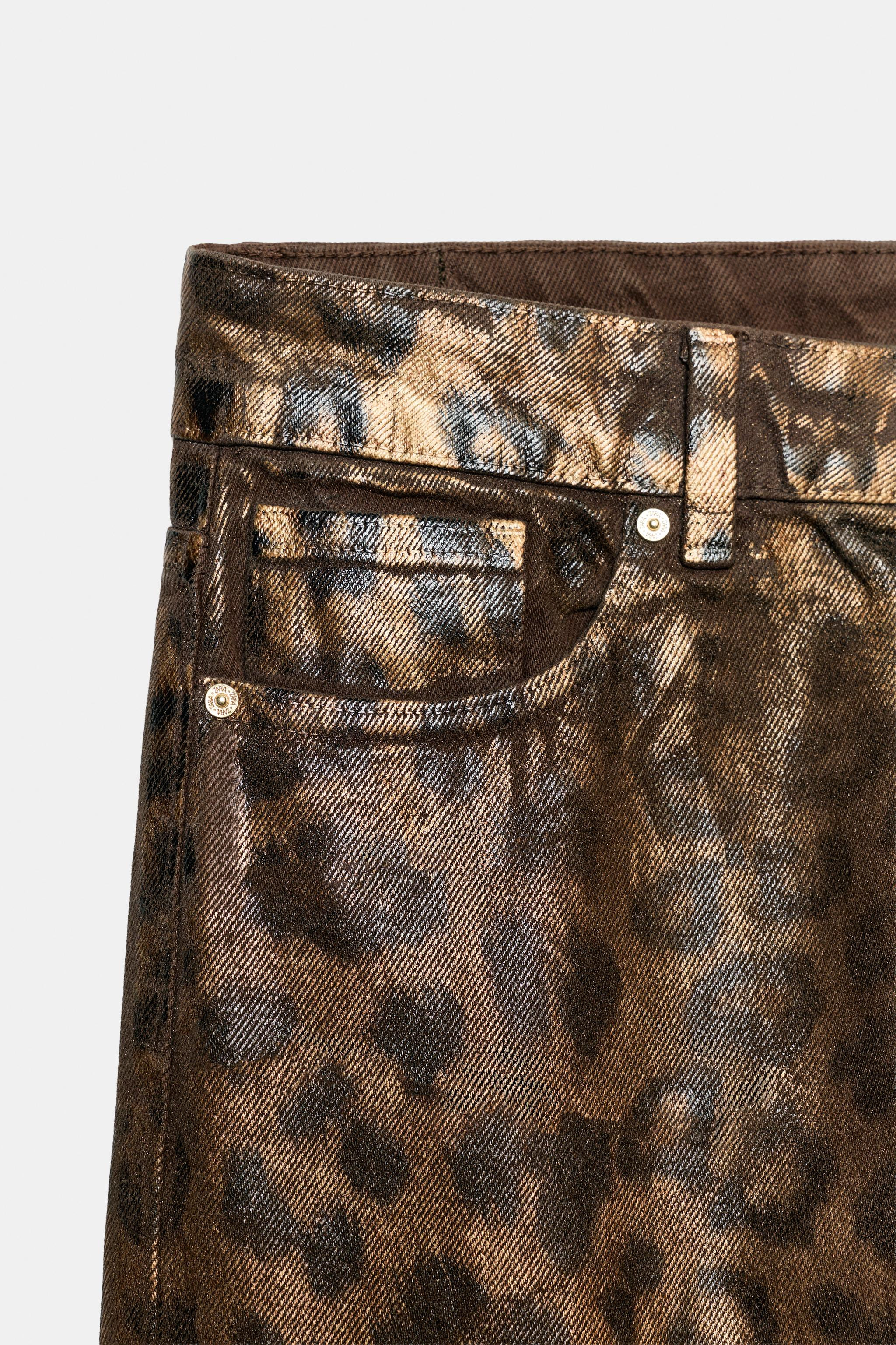 Z1975 STRAIGHT MID-WAIST ANIMAL PRINT JEANS | Zara UK