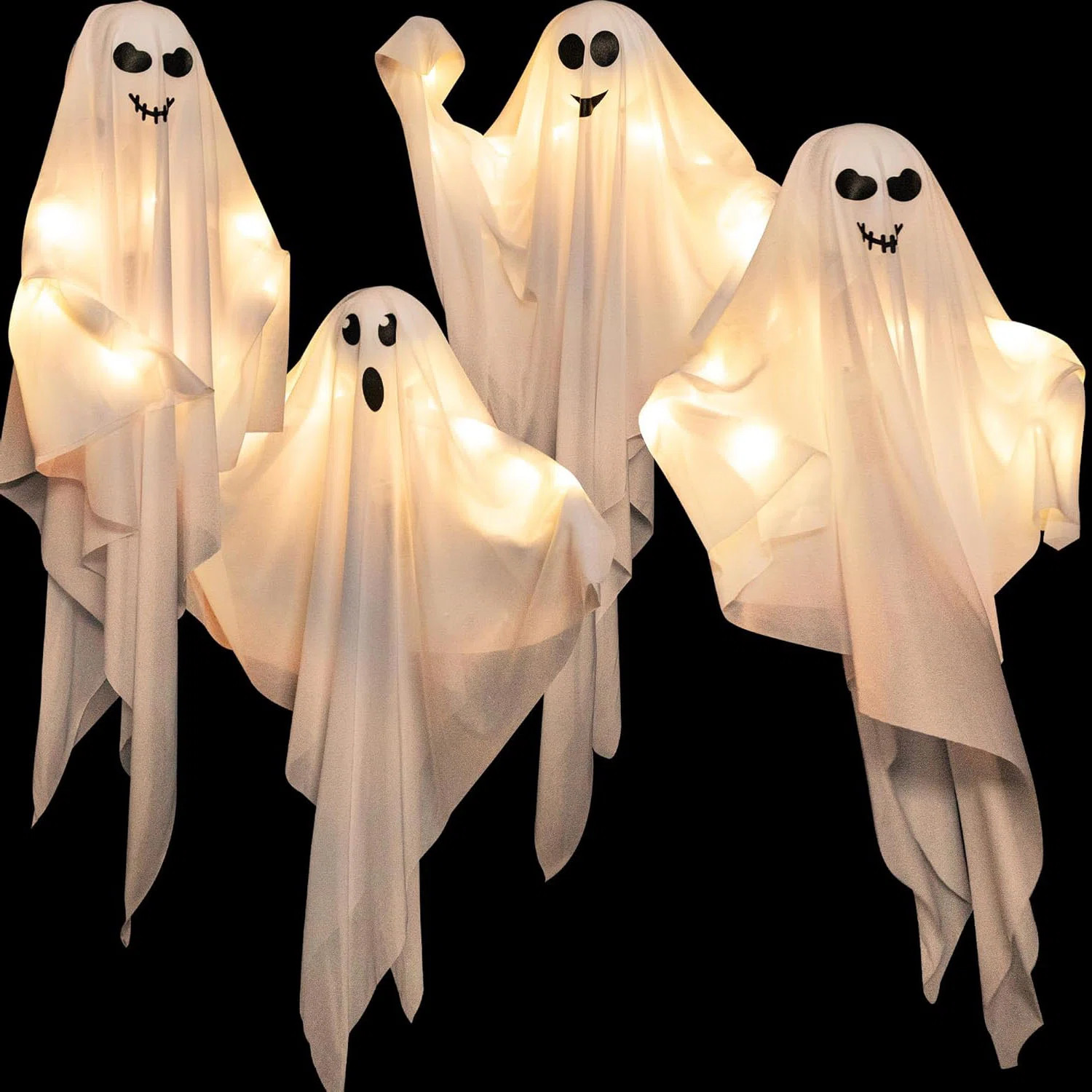 Latitude Run® 4-piece Halloween hanging ghost set, 27.5 inches, illuminated ghost set with indoo... | Wayfair North America