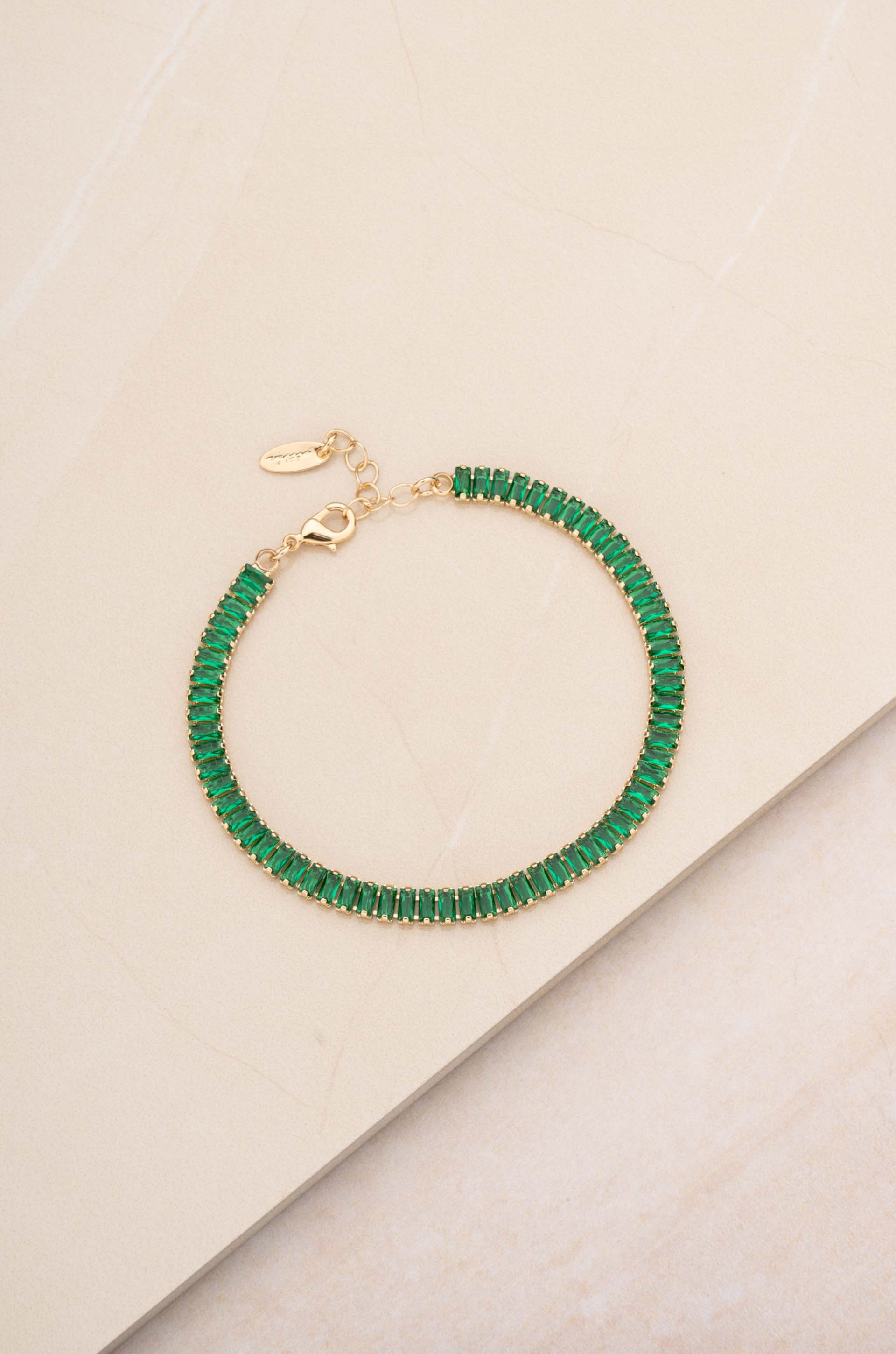 Rhinestone Baguette 18k Gold Plated Anklet | Ettika