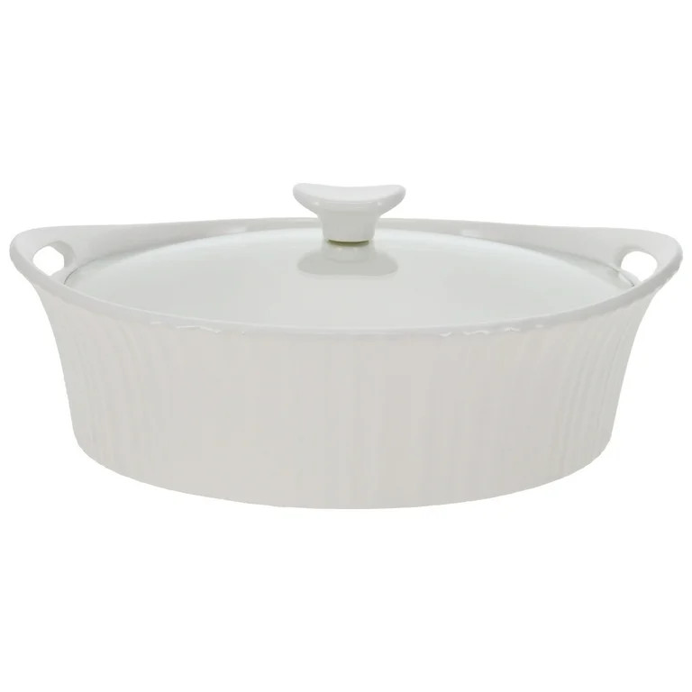 Corningware French White 2.5qt/2.35L Oval Ceramic Casserole Bakeware Dish and Glass Lid | Walmart (US)